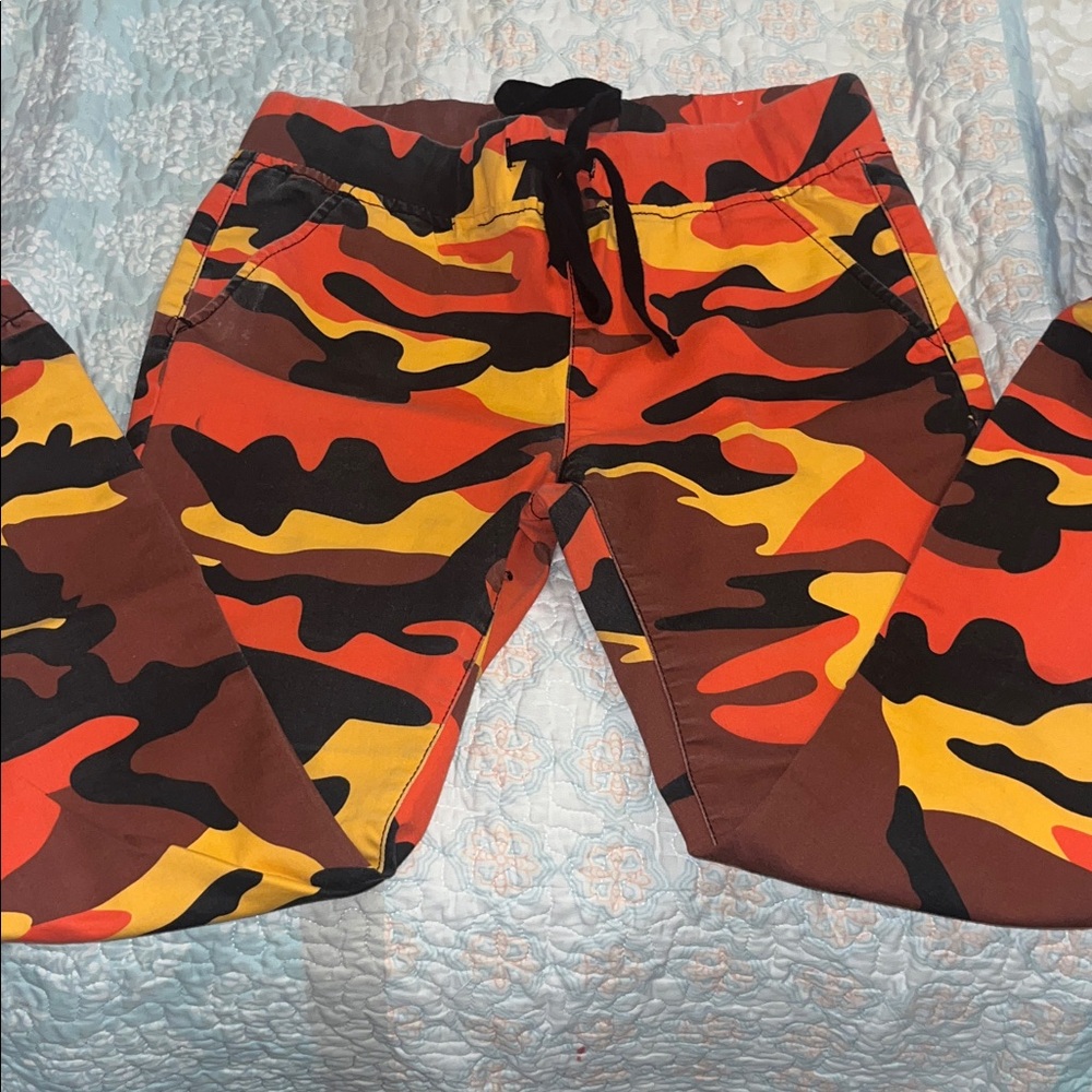 VIP Red, Yellow & Brown Camo Track Joggers
